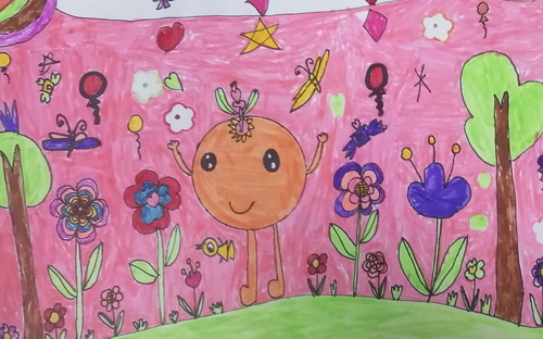 柿子在花园儿童画