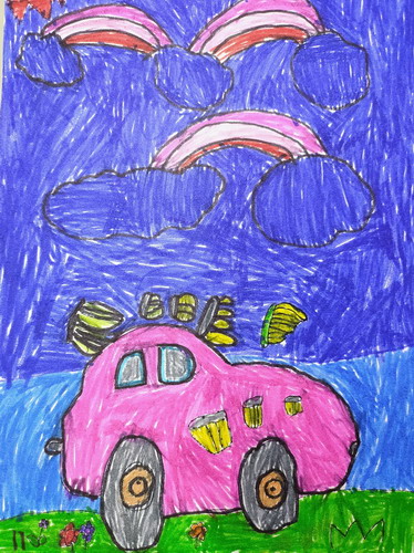 可爱的小汽车创意画简单好看