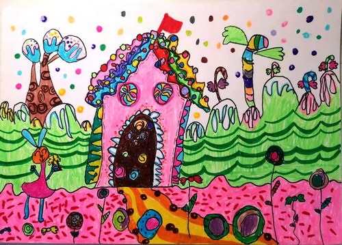 甜甜的梦儿童画创意