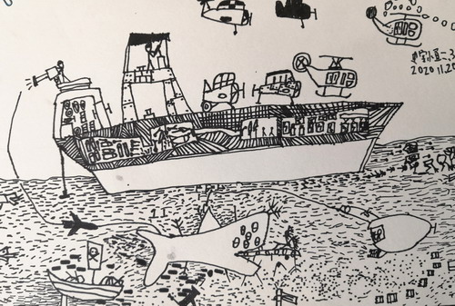 热闹的海面儿童画