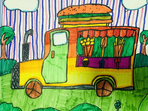 零食车绘画获奖作品