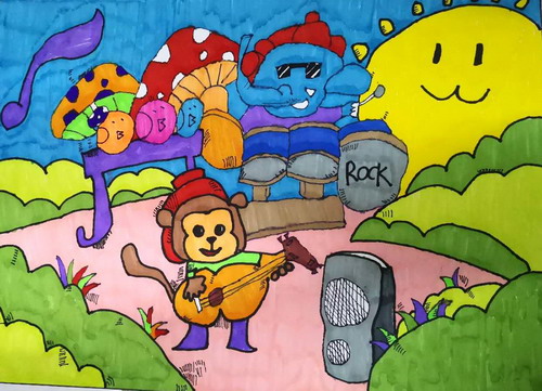 摇滚乐园手绘图片