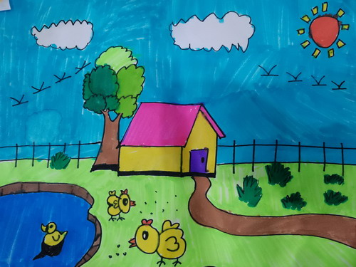 农家手绘画图片