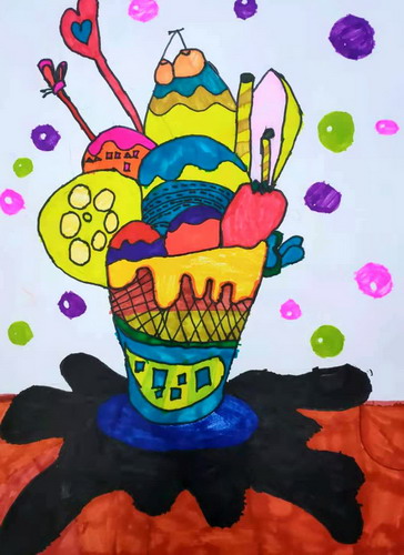 幻彩冰淇淋画画简单