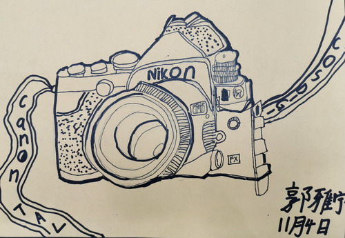 相机写生儿童画图片