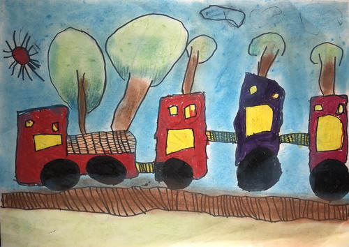 小火车绘画图片