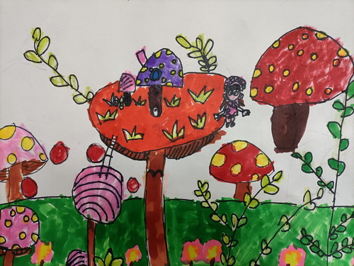 蘑菇小镇画画作品