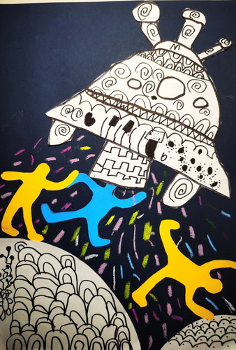 奇妙飞船绘画漂亮