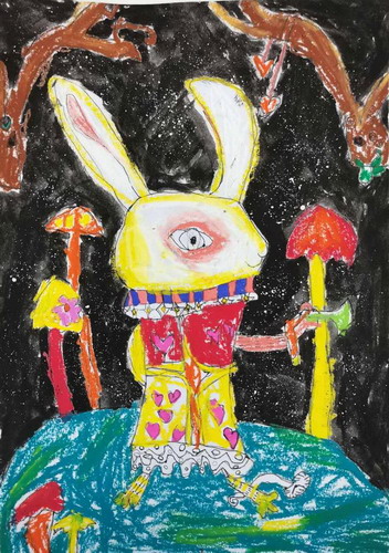 萌兔儿童画图片