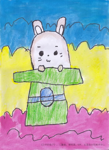 云中的兔子创意画简单好看