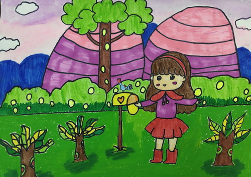 美丽的假期画画图片