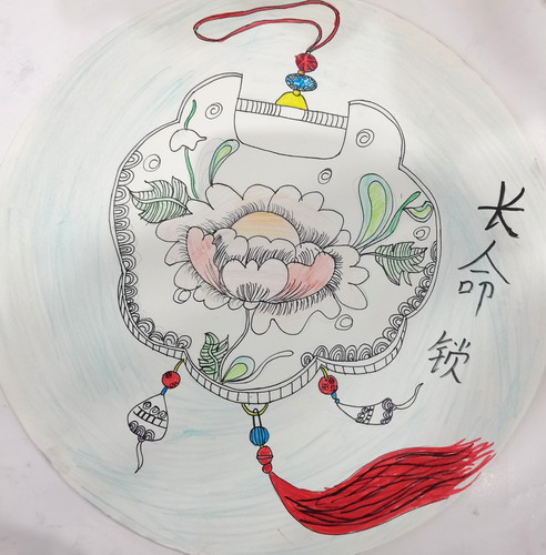 长命锁绘画作品