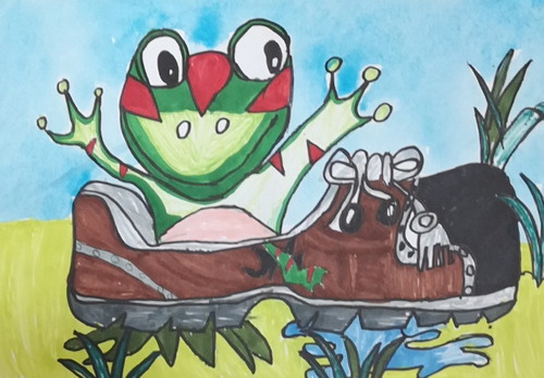 青蛙旅行创意画简单好看