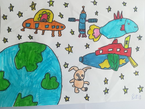 梦幻星空画画图片