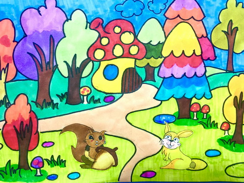 森林六年级绘画