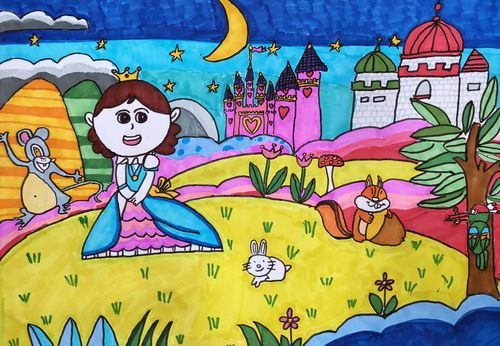 公主城堡一年级绘画