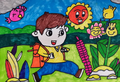 上学了儿童绘画一等奖