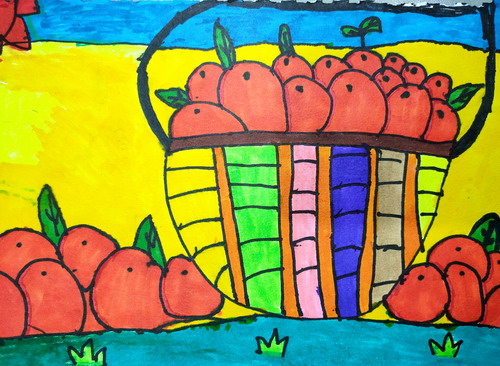 甜甜的橘子画画图片