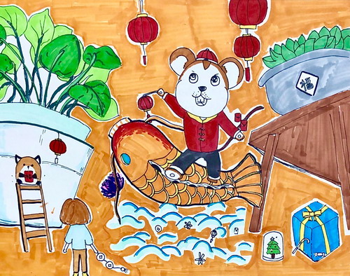 鼠岁报佳音画简单好看