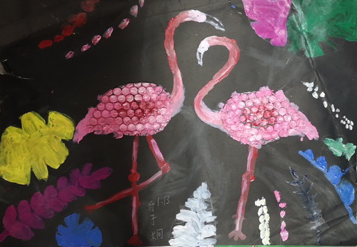 火烈鸟创意画简单好看