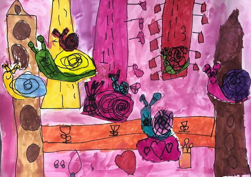 蜗牛比赛绘画图片