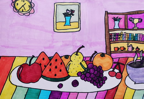 水果大餐儿童绘画获奖