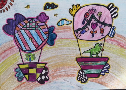 漂亮的氢气球儿童绘画简单