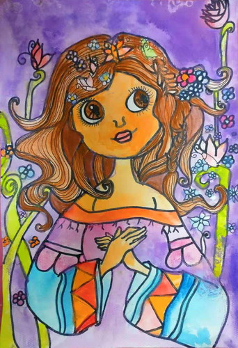 春姑娘儿童绘画简单