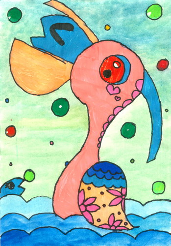 捕鱼小能手——鹭创意画获奖