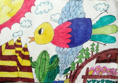 飞越各地的鸟儿童画