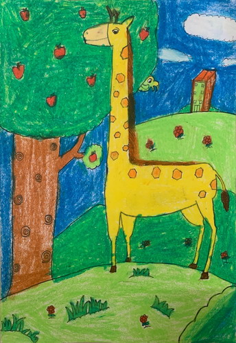 长颈鹿绘画作品