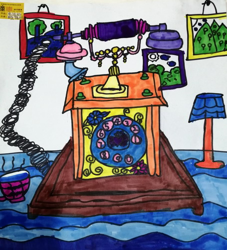 电话机写生绘画作品