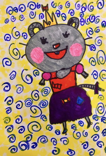公主小老鼠参加舞会幼儿园绘画