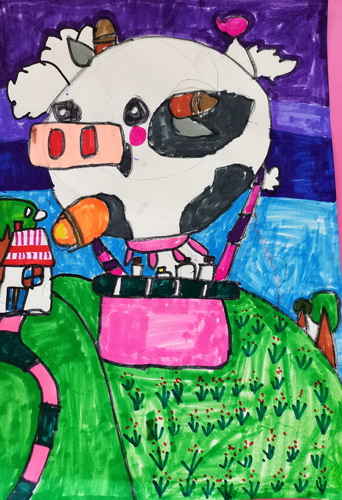 送牛奶的热气球画画简单