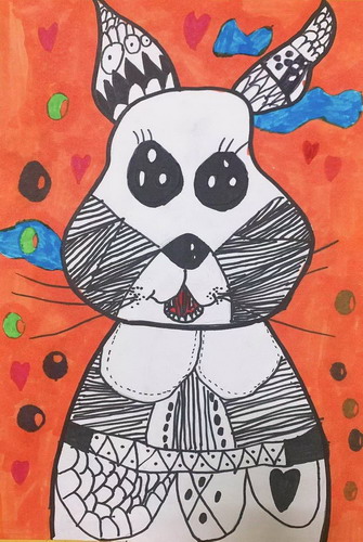 线描兔子儿童画