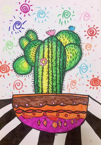 仙人掌手绘画一等奖