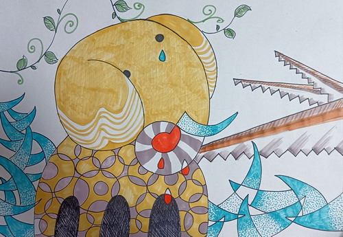 大象的眼泪创意画一等奖