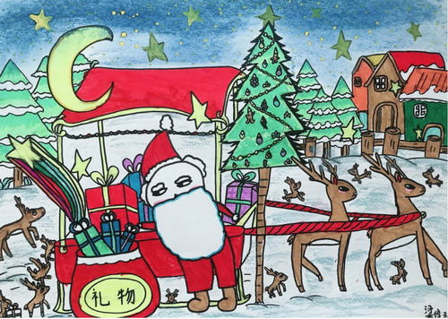 圣诞老人儿童绘画