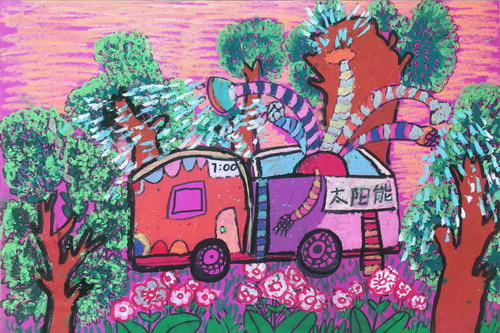 智能洒水车手绘画简单好看