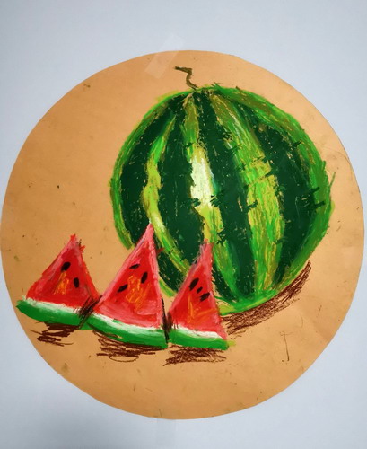 西瓜手绘画图片