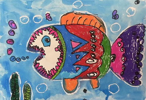 快乐的鱼创意画