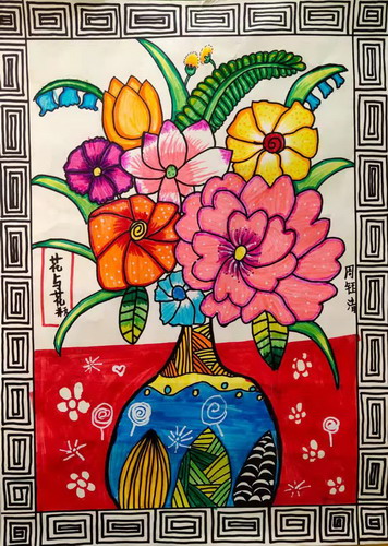 花与花瓶手绘画简单好看