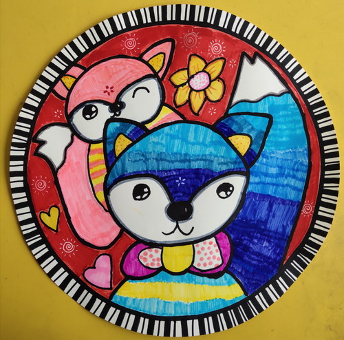 小狐狸装饰画儿童画一等奖