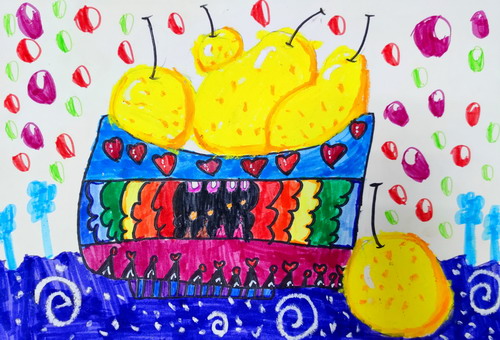 甜甜的大鸭梨儿童画创意