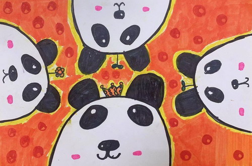 围观熊猫画画简单