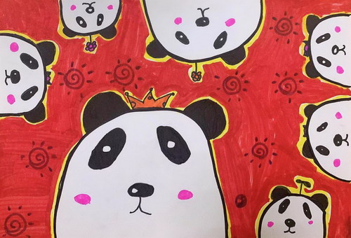 围观熊猫画画作品