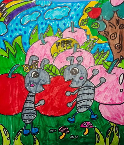 蚂蚁搬运工绘画作品