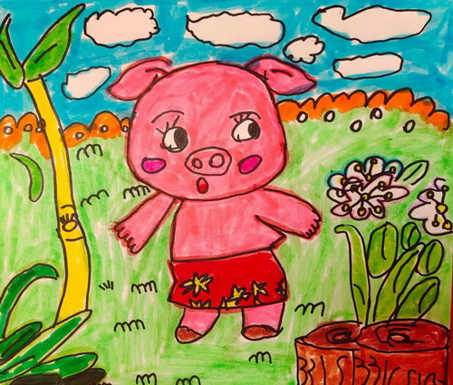 粉色小猪画简单又漂亮