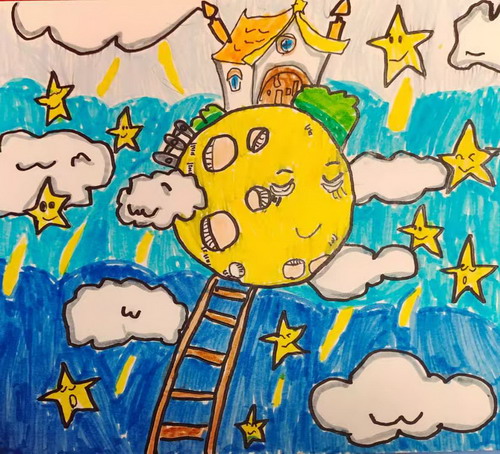 月亮房子创意画简单好看