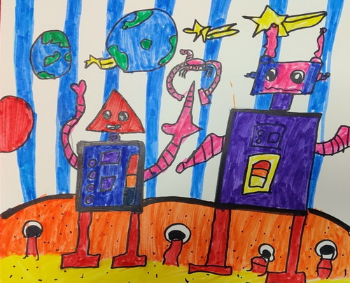 太空机器人儿童画获奖